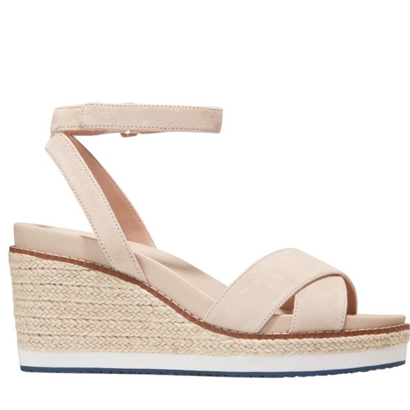 Cole Haan Suede Cross-Strap Wedge Sandals in Beige Size 7.5B - Picture 2 of 11